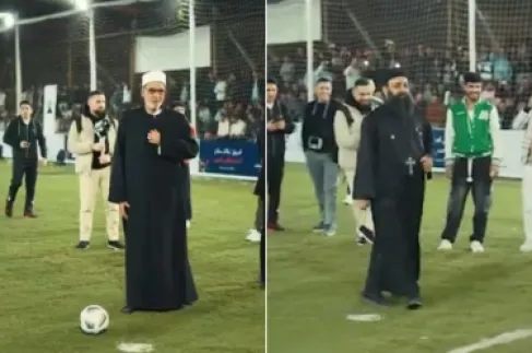 بالفيديو.. تحد كروي بين شيخ وقس في مصر يجتاح مواقع التواصل