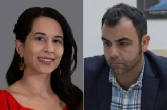 عمر شاكر، مدير فريق ملف إسرائيل وفلسطين بالمنظمة، والباحثة ميلينا أنصاري المستقيلين من هيومن رايتس ووتش