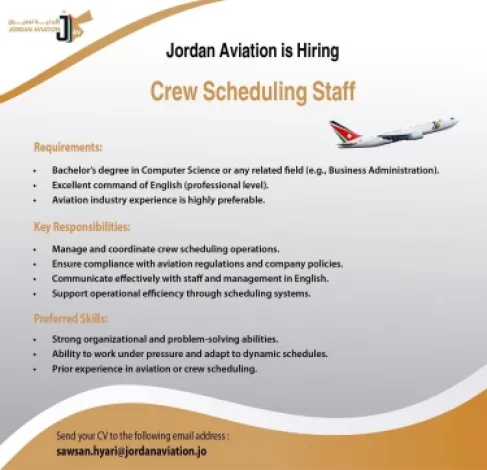 Jordan Aviation – Hiring Crew Scheduling Staff