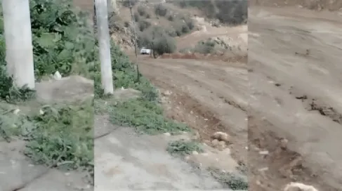 إغلاق احترازي لشارع يربط الكتة بالمنشية والحدادة في جرش بسبب انجراف أتربه