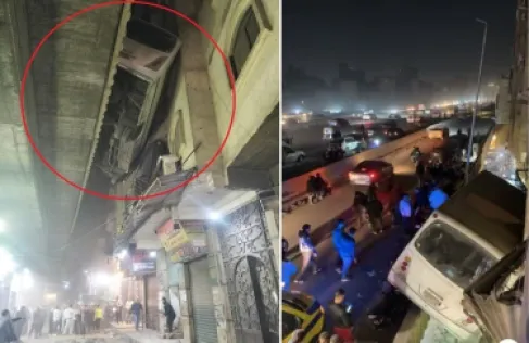 حافلة ركاب مصرية معلقة في الهواء بعد انحرافها أعلى كوبري (فيديو)