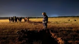 من موقع سقوط الشظايا في الرمثا