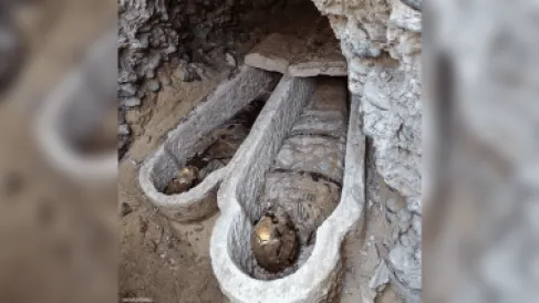 كشف مقبرة رومانية نادرة في مصر.. وألسنة ذهبية