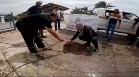 إنقاذ سلحفاة علقت في قناة تبريد بمجمع صناعي في العقبة