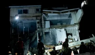 البناية التي أصيبت بصاروخ إيراني في حيفا