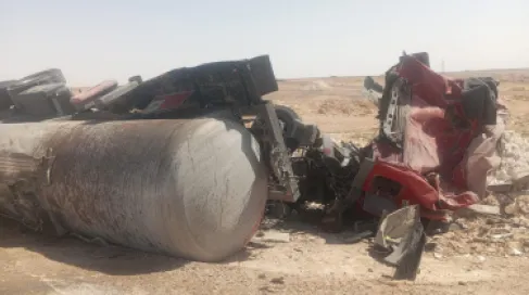 الأردن.. تدهور صهريج فوسفوريك قرب جسر البيبسي طريق معان/الجفر