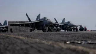 جانب من مجموعة حاملة الطائرات الأميركية أبراهام لينكولن. 12 مارس 2026 - x/CENTCOM