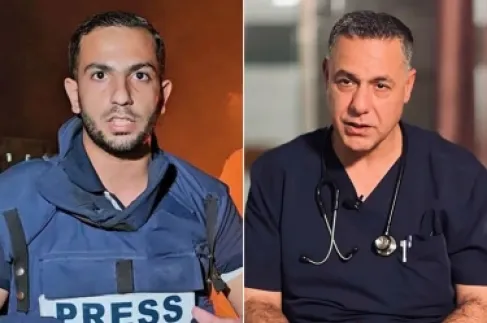الدكتور حسام أبو صفية (يمين) طلب خلال لقائه بمحاميه إيصال صوت الأسرى للصحفي أنس الشريف إذ لا يعلم باستشهاده