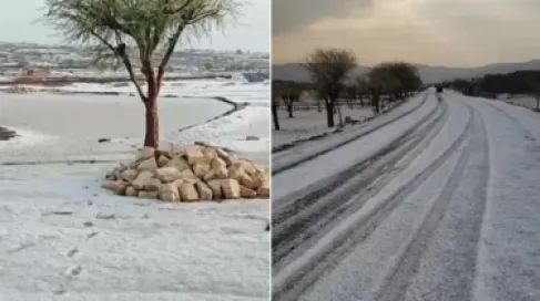 برَد كثيف يفاجئ اليمنيين في عزّ الحر