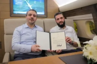 الرئيس أحمد الشرع ووزير الخارجية أسعد الشيباني يحملان رسالة الرئيس ترامب