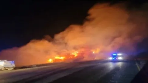 احتراق صهريج محمل بمادة مشتعلة في النقب