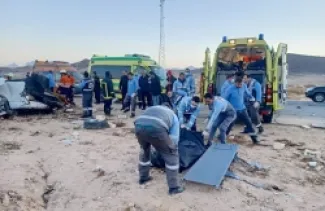 سيارات الاسعاف في موقع الحادث