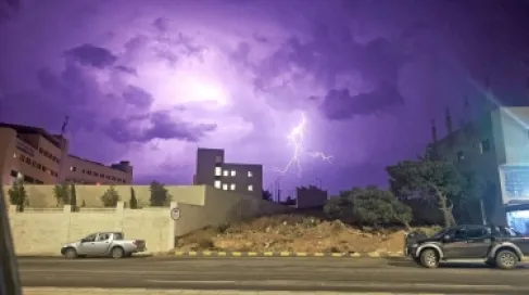 الطفيلة: هطولات مطرية رعدية غزيرة