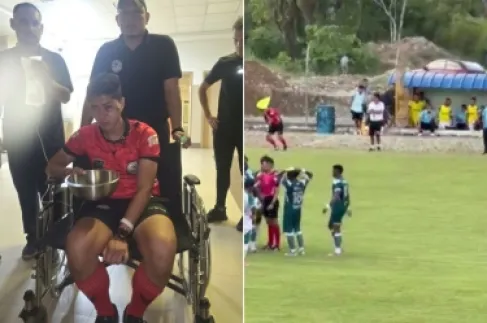 بالفيديو.. لاعب يرشق حكما مساعدا بحجر في وجهه