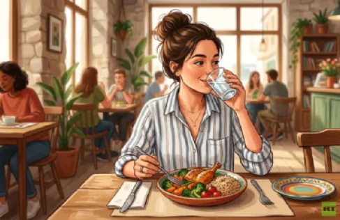 هل يضر شرب الماء أثناء الطعام بعملية الهضم؟