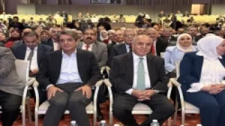 وزير التربية والتعليم وتنمية الموارد البشرية عزمي المحافظة خلال رعايته حفل التكريم السنوي بمناسبة يوم المعلم الأردني
